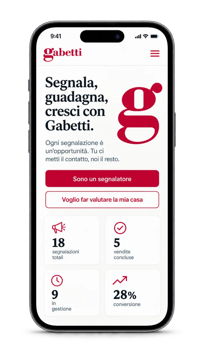 Mockup smartphone con app Gabetti