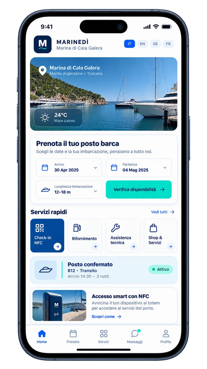 Smartphone con esperienza cliente Marinedì