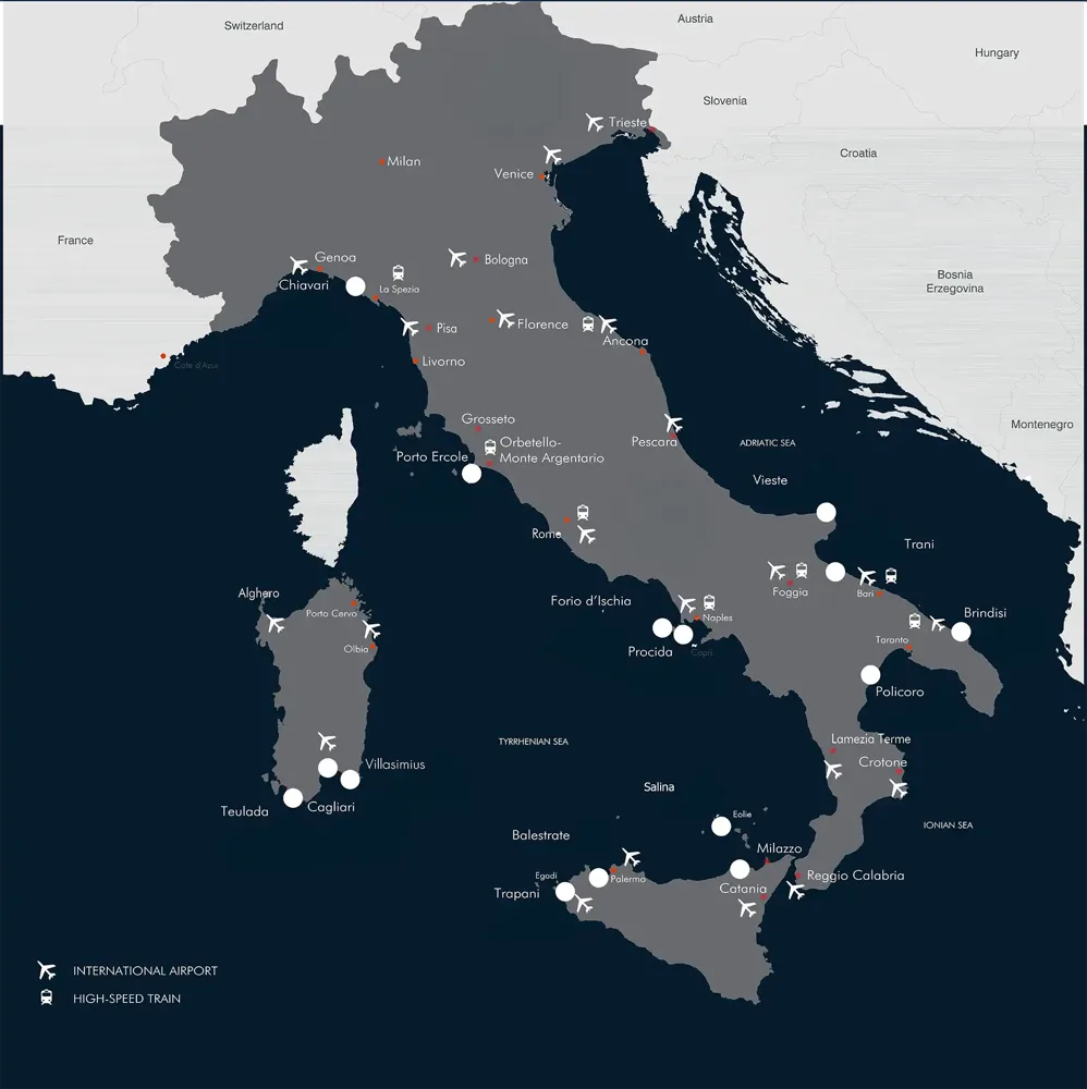 Mappa della rete Marinedì in Italia