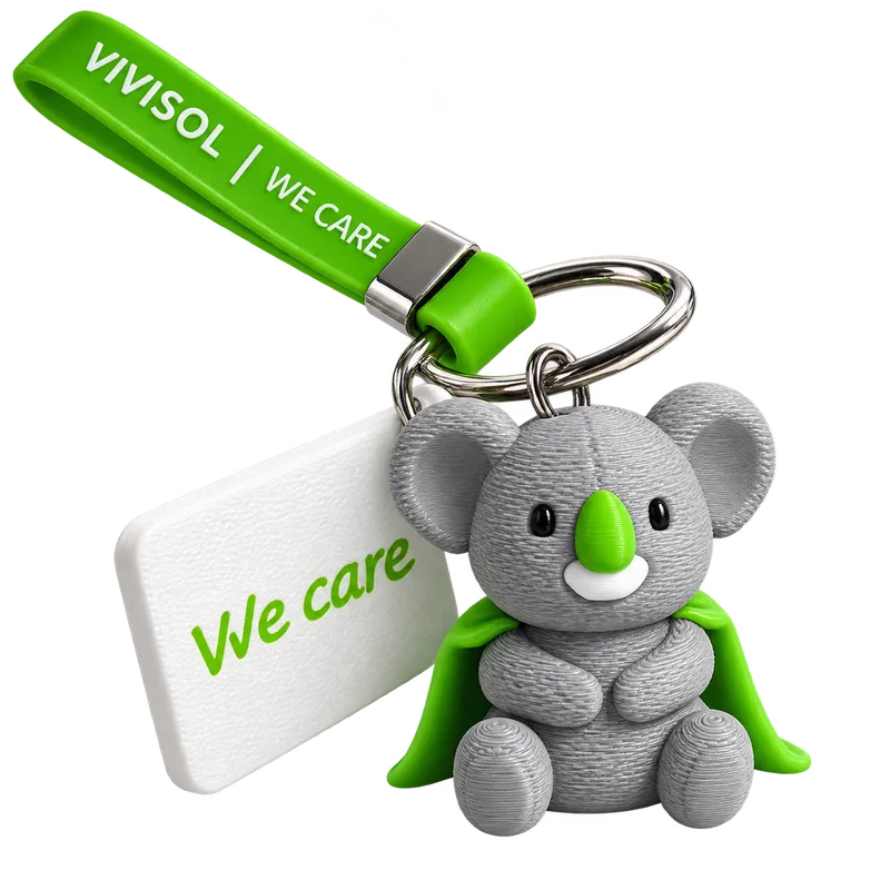 Dispositivo NFC Vivisol con mascotte e tag We care